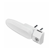 Vit Thule-lås G2 med handtag och nyckelhål synligt, designad för säkerhetsdörrar.